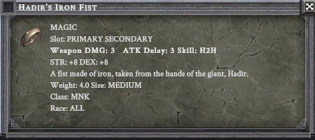 HADIR'S IRON FIST item card